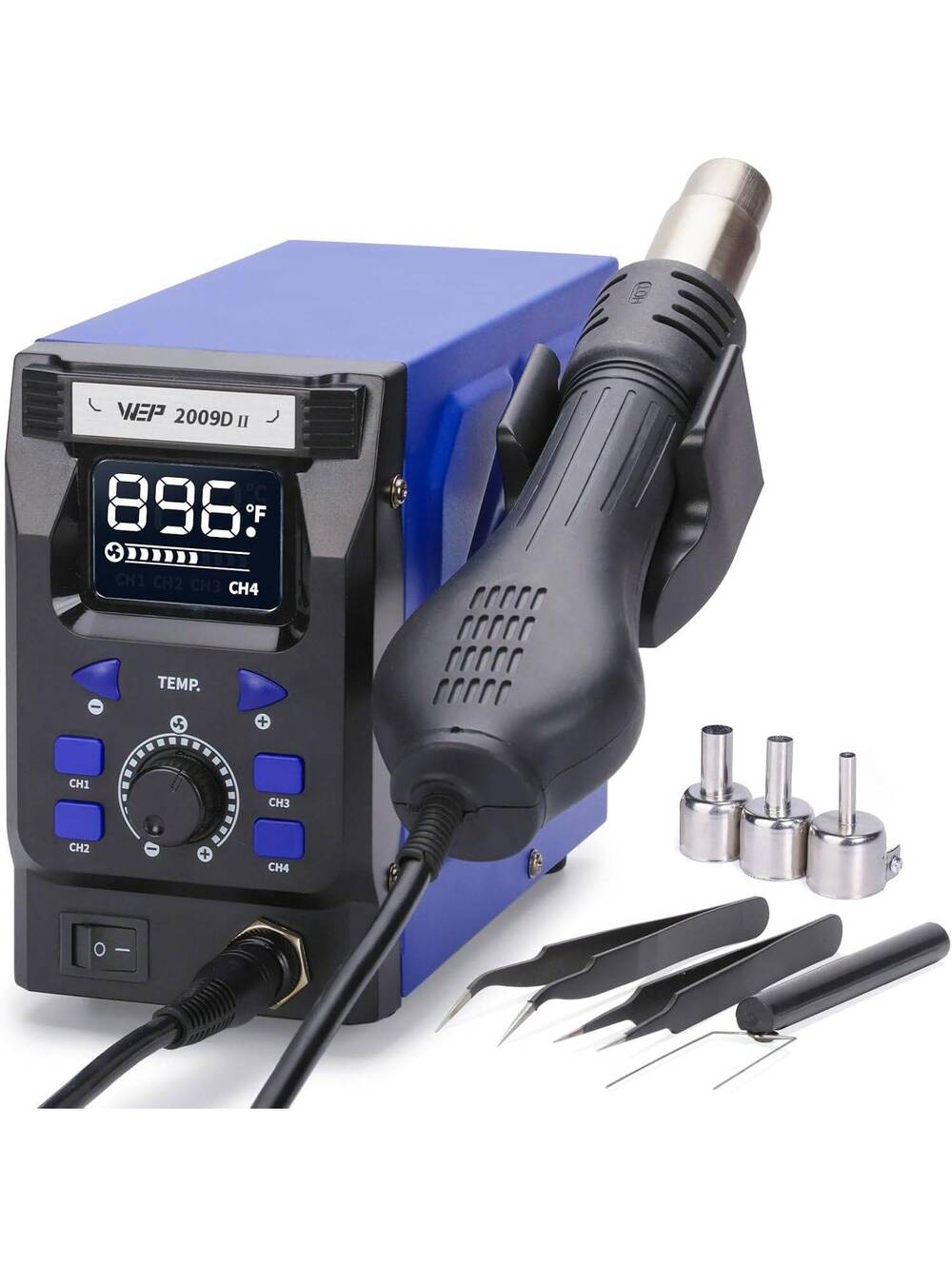WEP 2009D-II Hot Air Soldering Station with Detachable Heat Gun, LED Display